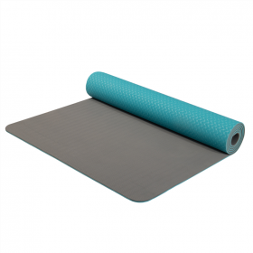 YATE Yoga Mat dvouvrstvá TPE tyrkys/šedá